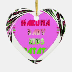 Ornement Cœur En Céramique Baby Pink Hearts Hakuna Matata Baby Kids Design.p