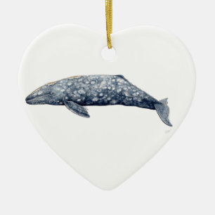 Ornement Cœur En Céramique Baleine gris