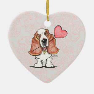 Ornement Cœur En Céramique Ballon de coeur de Basset Hound