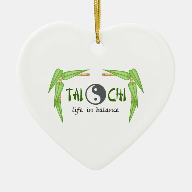 ORNEMENT CŒUR EN CÉRAMIQUE BAMBOO TAI CHI (Devant)