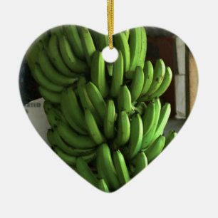 Ornement Cœur En Céramique Bananes vertes