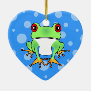 Ornement Cœur En Céramique Bande dessinée mignonne de grenouille d'arbre