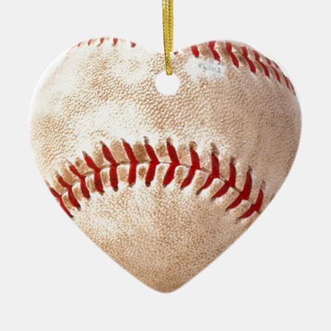 Ornement Cœur En Céramique Baseball (Devant)