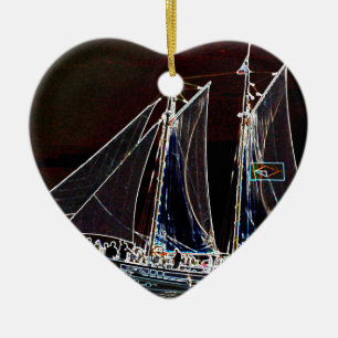 Ornement Cœur En Céramique Bateau à voile - Photo Abstraite