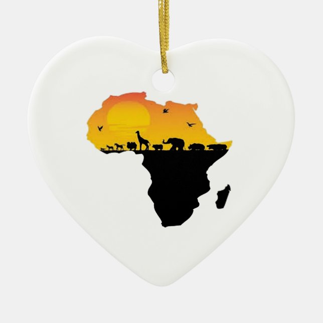 ORNEMENT CŒUR EN CÉRAMIQUE BEAUTÉ DE L'AFRIQUE (Devant)