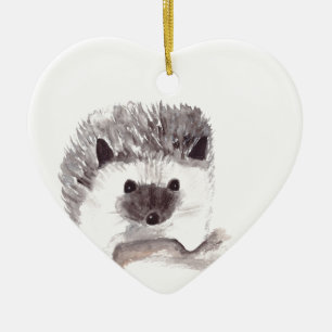 Ornement Cœur En Céramique bébé hérisson vintage bois animaux rustique bébé