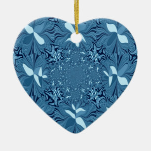 Ornement Cœur En Céramique Belle Iridescente Extraordinaire Bleu Kaleidoscope