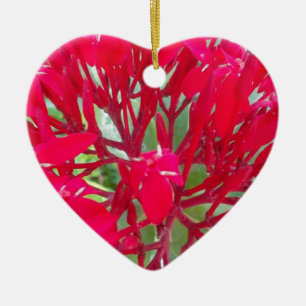 Ornement Cœur En Céramique Belles fleurs rouges superbes