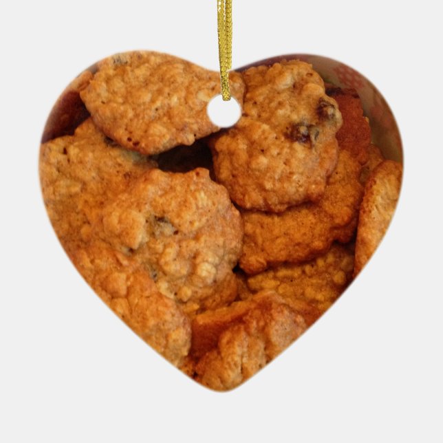 Ornement Cœur En Céramique Biscuits de farine d'avoine (Devant)