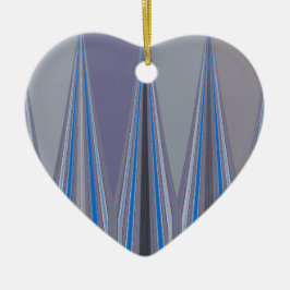 Ornement Cœur En Céramique Bleu, violet, gris Chevron Art Imprimer