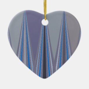 Ornement Cœur En Céramique Bleu, violet, gris Chevron Art Imprimer