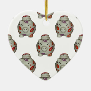 Ornement Cœur En Céramique Bouton à lèvres adorable