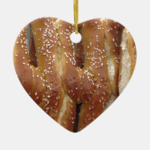 Ornement Cœur En Céramique Bretzels mous de Philadelphie