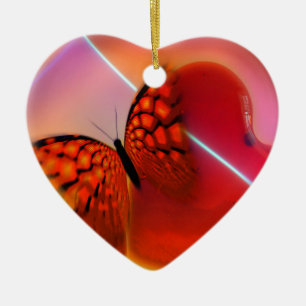 Ornement Cœur En Céramique Butterfly and Hearts