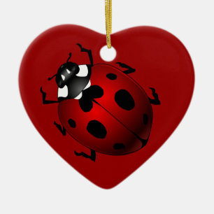 Ornement Cœur En Céramique Cadeaux de coccinelle de souvenir d'insecte