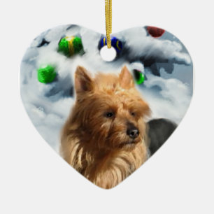 Ornement Cœur En Céramique Cadeaux de Noël de Terrier australien