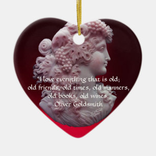 Ornement Cœur En Céramique CAMEO ANTIQUE, DAME AUX CITES DE VIN DE RAISINS Co