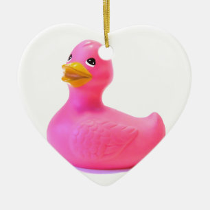 Ornement Cœur En Céramique Canard en caoutchouc rose