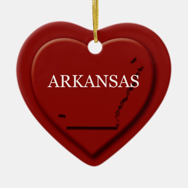 Ornement Cœur En Céramique Carte des coeurs de l'Arkansas (Devant)