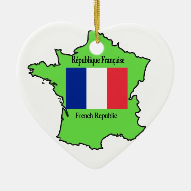 Ornement Cœur En Céramique Carte d'ornement de la France (Devant)