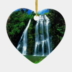 Ornement Cœur En Céramique Cascade Opaekaa Kauai Hawaï