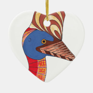 Ornement Cœur En Céramique Cassowary Art autochtone authentique
