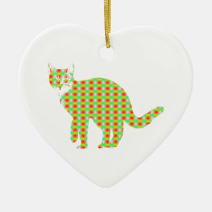 Ornement Cœur En Céramique Chat à motifs