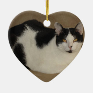 Ornement Cœur En Céramique Chat sur un divan