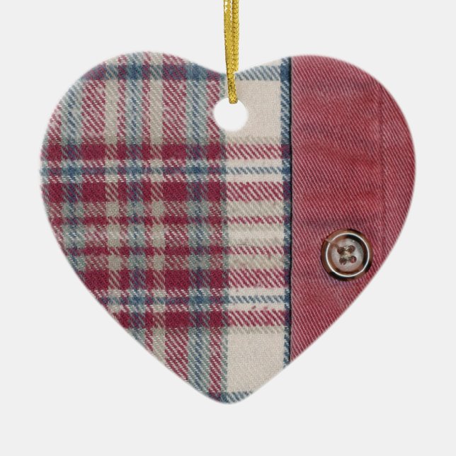 Ornement Cœur En Céramique Chemise Plaid (Devant)