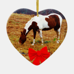 Ornement Cœur En Céramique Cheval de Noël