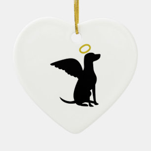 ORNEMENT CŒUR EN CÉRAMIQUE CHIEN ANGEL DE CHIEN