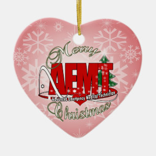 Ornement Cœur En Céramique CHRISTMAS AEMT Advanced Emergency Medical Tech