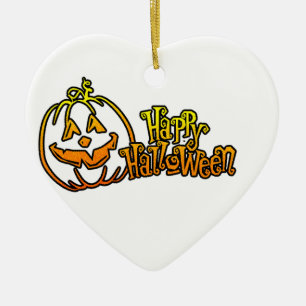Ornement Cœur En Céramique Citrouille heureux Jackolantern de Halloween