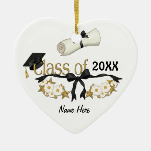 Ornement Cœur En Céramique Classy Graduation Floral