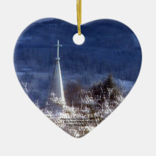 Ornement Cœur En Céramique clocher neigeux d'église