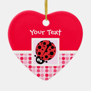 Ornement Cœur En Céramique Coccinelle mignonne