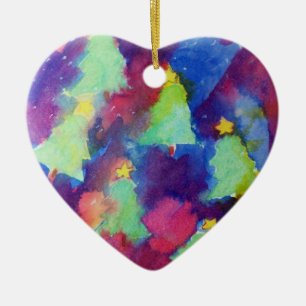 ORNEMENT CŒUR EN CÉRAMIQUE COEUR D'ARBRE DE NOËL