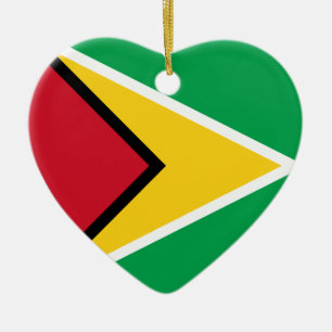 Ornement Cœur En Céramique Coeur de drapeau de la Guyane