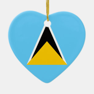 Ornement Cœur En Céramique Coeur de drapeau de Sainte-Lucie