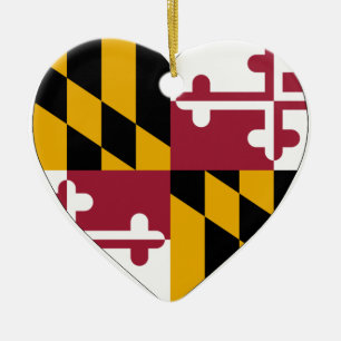 Ornement Cœur En Céramique Coeur de drapeau du Maryland
