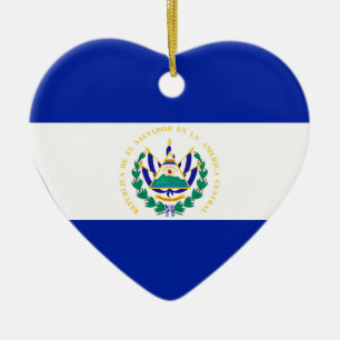 Ornement Cœur En Céramique Coeur de drapeau du Salvador