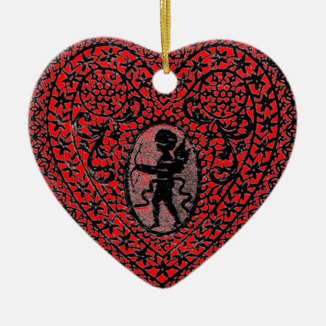 ORNEMENT CŒUR EN CÉRAMIQUE COEUR DE LAME CUPID (Devant)