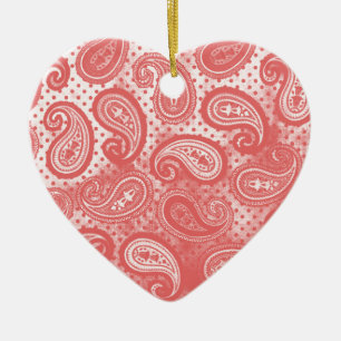 Ornement Cœur En Céramique Coeur de rose de corail
