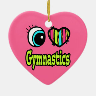 Ornement Cœur En Céramique Coeur des yeux lumineux J'aime la gymnastique