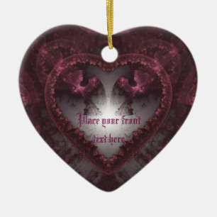Ornement Cœur En Céramique Coeur gothique pourpre 001