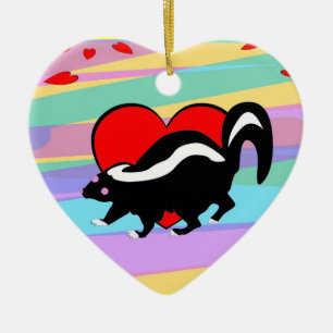 Ornement Cœur En Céramique Coeur mignon de mouffette. Jour heureux