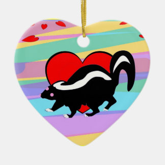 Ornement Cœur En Céramique Coeur mignon de mouffette. Jour heureux