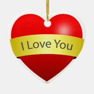 Ornement Cœur En Céramique Coeur rouge avec amour vous signe