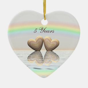Ornement Cœur En Céramique Coeurs en bois du 5e anniversaire
