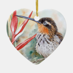 Ornement Cœur En Céramique colibri Scie-affiché d'ermite